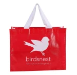 White Bird on Red Background PP Non-Woven Bag
