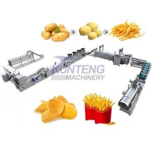Continuous automatic frying production line for banana chips and potato chips snacks, potato chips frying equipment
