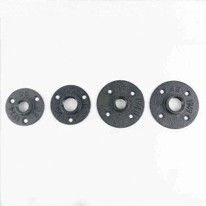 10 Pack 1/2 inch DN15 Black Cast Iron Floor Flange with Threaded Hole for Industrial Pipe , Furniture and DIY Decor