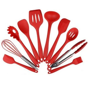 10pcs/set Kitchen silicone Tools Spoon Stirrer Family Utensil set Cooking Microwave oven Safe Food grade materials