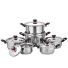 12 pcs good quality 201s.s mirror polishing finishing stainless steel stock pot kitchen cookware sets