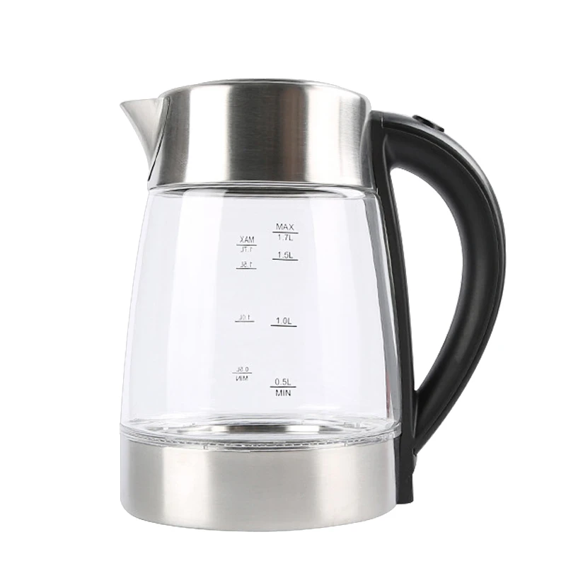 1.7L Everich borosilicate glass warmer whistling electric kettle led modern electric hot steam water kettle