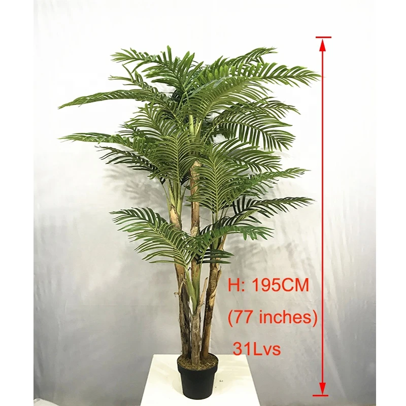 195cm(77 inches) height with 31pcs leaves artificial bonsai potted palm tree plant,  large bonsai tree plant artificial