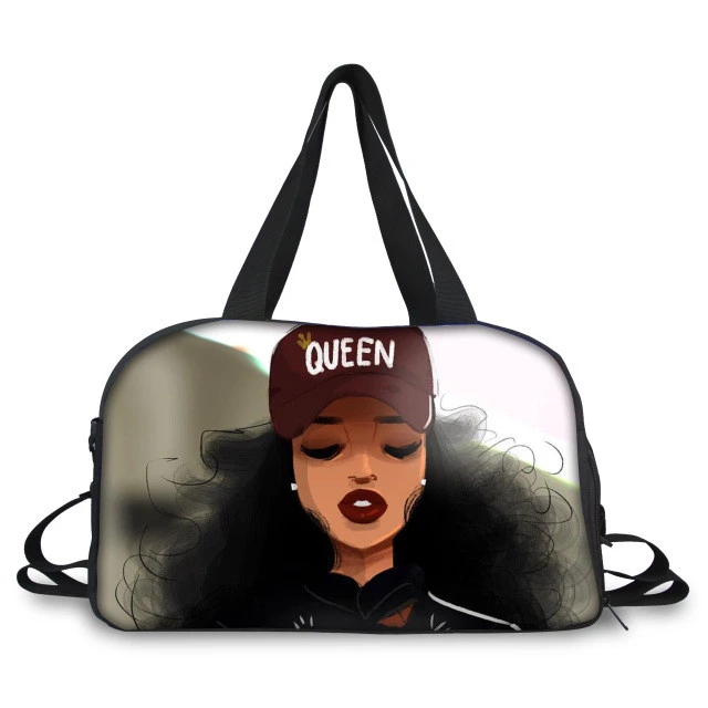 1MOQ Dropshipping Large Luggage Duffel Bag Organizer Black Art Girl Magic Pattern Printing Custom Travel Bag