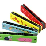 2018 Amazon hot sale children early leducation toy wooden harmonica with eco friendly