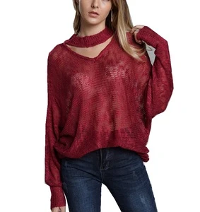 2018 Autumn Women Sweaters V Neck Plus Size Casual Loose Long Sleeve Pullover Tops Thin Knit Sweater