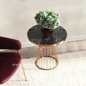 2018 new style  marble rose gold metal coffee table side round coffee table modern