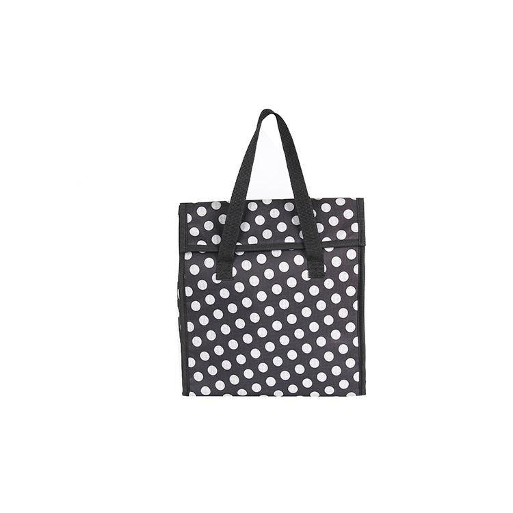 2019 fashion dot printed insulated tote handle shopping frozen food lunch cooler bag
