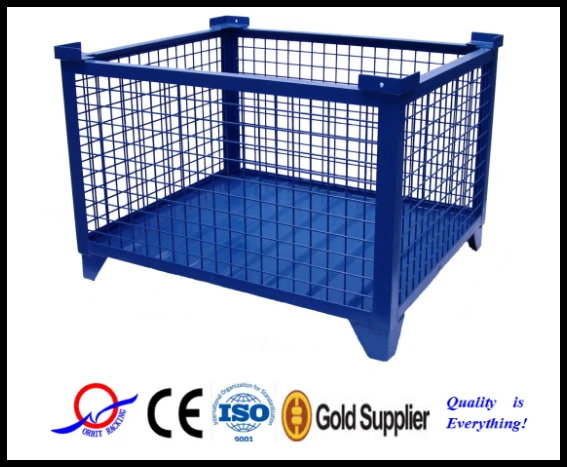 2020 China Lockable Industrial Warehouse Logistics Storage Steel Stackable Foldable Stillage Pallet Wire Mesh Cage Container