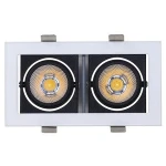 2020 Double Head 20W ceiling Recessed Mounted Rectangle COB LED Grille Downlight Spot Grill Light Fixture