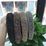 2020 New Colorful Baroque Diamond Hairband Luxury Hair Accessories Padded Sponge Full Crystal Headband Flannel Headwear