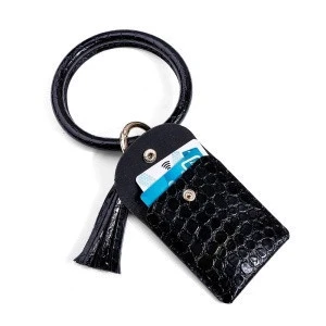 2020 New wallet Bracelet key ring Pu tassel leather stone alligator wallet with Wristlet Tassel Keychain