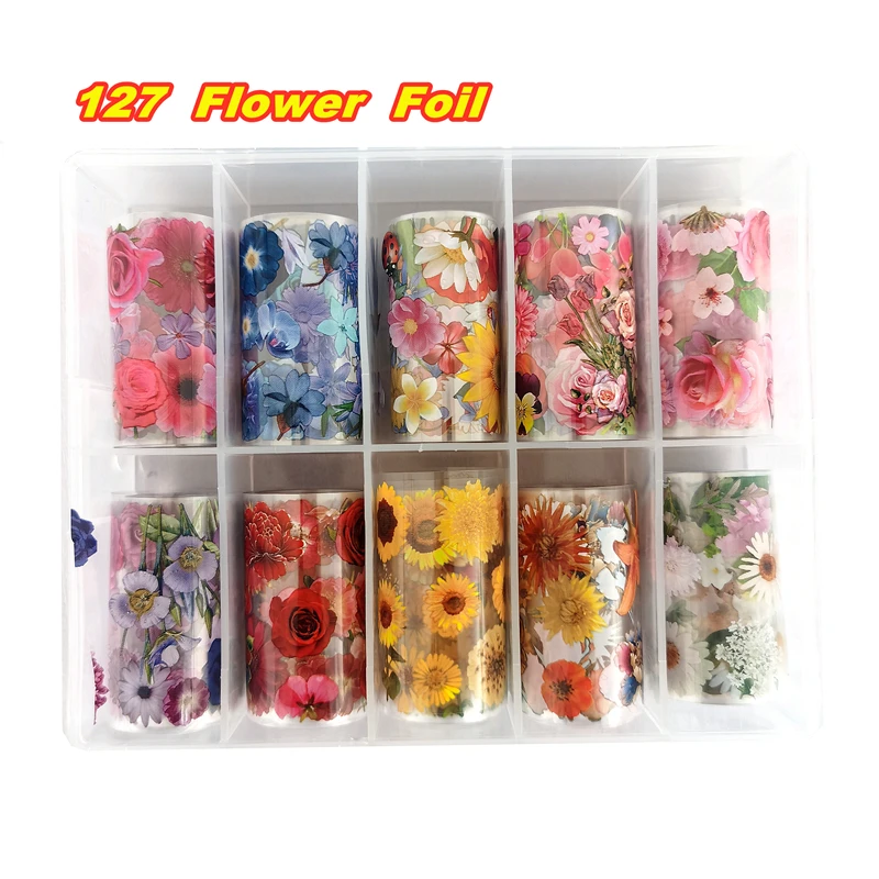 2021 Latest Factory Wholesale 4*100cm Chrysanthemum Flower Foil Nail Art Transfer Nail Foil For Nail Sticker Decoration