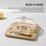 2024 new wholesale bamboo wooden solid cheese container animal nordic butter dish with lid and knife for countertop