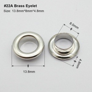 #22A 14mm outer 8mm inner brass garment eyelet, metal grommet