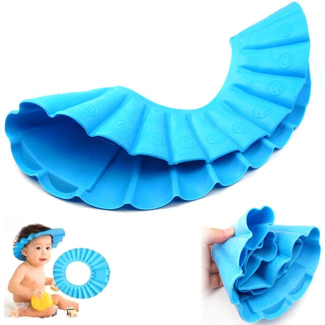 3 Colors Adjustable Baby Bath Hair Shield Plastic Shower Cap