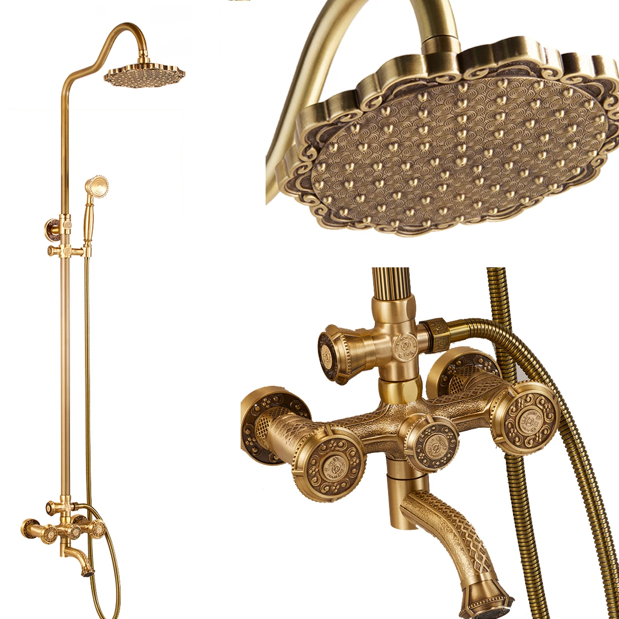 3 way gold bathroom shower faucet set bath & shower mixer faucets