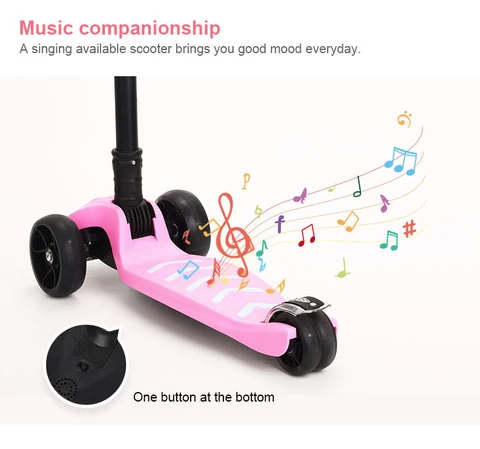3 Wheel foldablel Kick Scooter Kids foot Scooters ride on car With deck Lights and music
