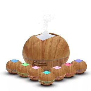 300ml Wood Grain Aroma Diffuser,Cool Mist Ultrasonic Air Humidifier with 7 Colors Changing LED Lights