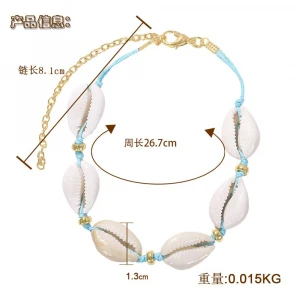 3pcs/set Bohemian Beach Natural Conch Shell Necklace Cowrie Shell Bracelet Sea Shell Necklace with Adjustable Chain