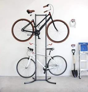 4 Bike Gravity Stand  Floor Adjustable Garage Indoor Bicycle Storage Rack