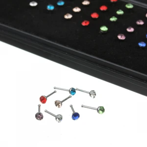 40Pcs/Set Nose Ring Fashion Body Jewelry Nose Ring Studs Diamond Ear Bone Nail Nose Stud Stainless Steel Piercing Jewelry