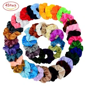 45 Pcs In Stock Hair scrunchies Velvet Elastic Hair Bands Scrunchy Ties Ropes Scrunchies for Women or Girls Accessories
