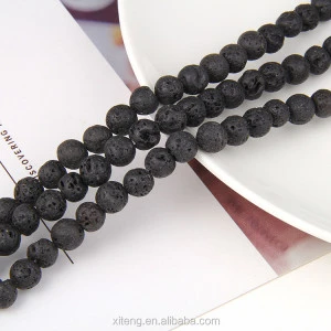 4mm 6mm 8mm 10mm 12mm round natural gemstone black lava rock beads wholesale