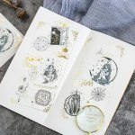 8 Hand Curtain Bronzing and Paper Sticker Creative Retro Daily Plane DIY Decoration Stickers