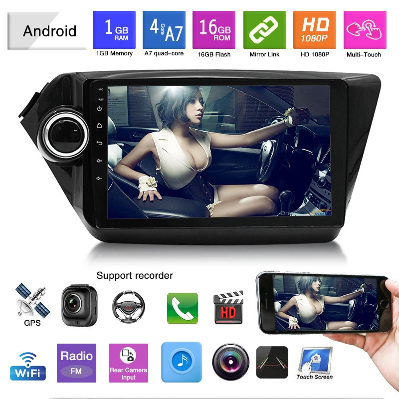 9 Inch android 8.1 radio car audio system video music rear camera mirror link touch screen 1+16g wifi gps navigation for Kia K2