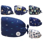 AAA652 Gourd Shape Working Cap Cotton Breathable Sweatband Unisex Hats Headwear Dustproof Bouffant Botton Hat With Fastener