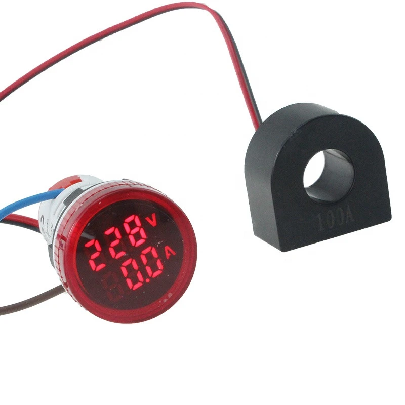 AD101-22VAM AC50-500V 0-100A red 22mm Diameter Panel mounting indicator type voltage and ampere meter