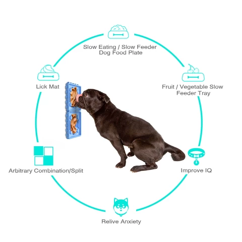 Aimitex New Upgrade Multifunctional&Detachable Dog Lick Mat Pet Slow Feeder Fun Feeder Dog Toys