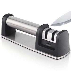 Amazon best  selling Stainless Steel 2 stage Kitchen sharpener manual  knife sharpener