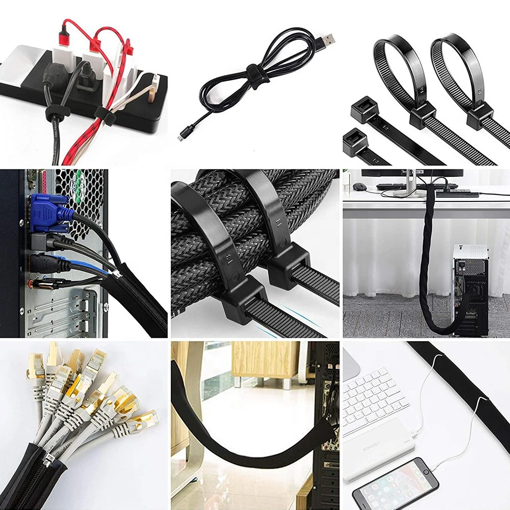 Amazon Hot 136pc Kit Cable Organizers Sleeves Cord Clamp Wire Management USB Winder Multipurpose Organizer Cable Clip Holder