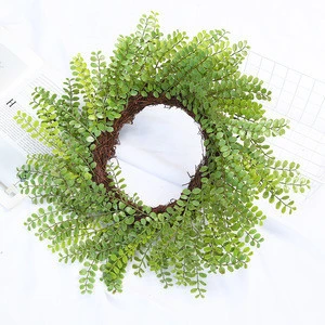 Amazon Hot Sale Wholesale Artificial Eucalyptus  Wall Decoration Christmas Wreath Garland Flower Boxwood Wreath for Front Door