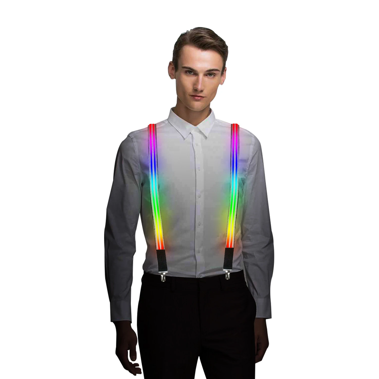 Amazon Hot Seller Light up Double Strip LED Suspenders Belt Wholesale High Quality Led Suspender for Party 50-80 Hours Morlight
