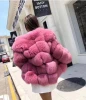 Amazon Winter Customized Luxury Multi Color Ladies Round Collar New Style Long Jacket Windproof Keep Warm Real Fox Fur Coat