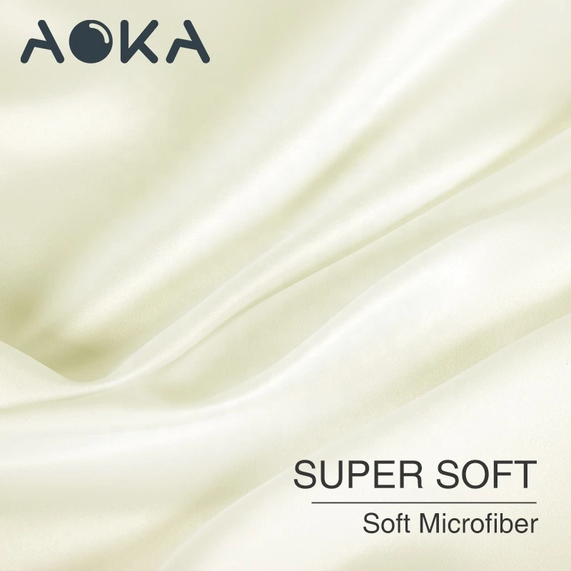 AOKA USA Full Size 6 Piece Bed Sheet Sets Fabric Polyester Satin Sheet Set Luxury Silky Bedding Set