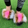 artificial fury slippers in women and girls size faux fox fur slipper verified fake raccoon fuzzy slides for adults and kids
