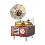 Assembled retro gramophone diy metal hand crank rotating music box gift crafts
