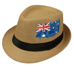 Australia National Flag Printing Paper Straw Fedora Hat Jazz Election Campaign Hat Summer Beach Sombreros