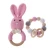 Import Baby Teeth Grinding Gum Accessories Crochet Colorful Rabbit Ear Head Baby Teeth Grinding Bracelet Necklace Rattle Toys from China