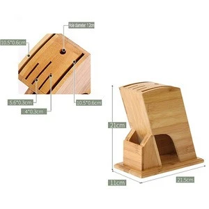 Bamboo knife block holder for kitchen to storage cutting knife