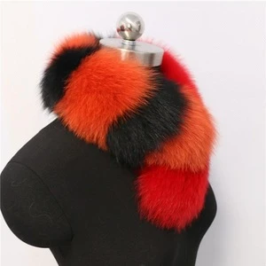 Beautiful Flexible Animal Fur All-Match Coat Accessories Red Black 60cm Long Fox Fur Collar