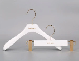 LUXURY Kids Wooden Hangers White w/ Gold Hook