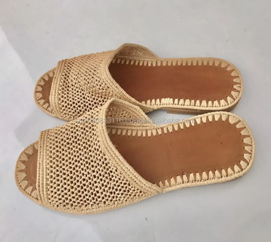 Best Quality Moroccan Handmade Raffia Slipper Shoes