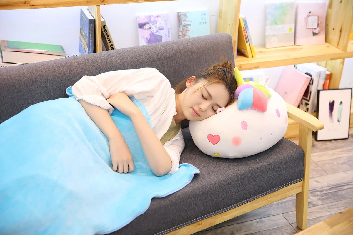 Best seller 2020 soft plush animal unicorn blanket pillow 2 in 1