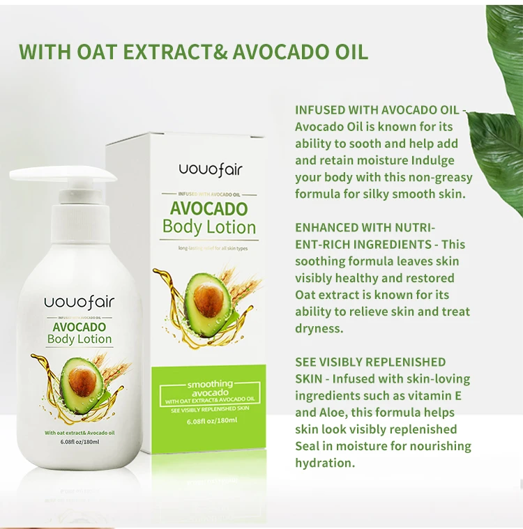 Best Selling Skin care Whitening Avocado Body Cream Lotion Moisturizing Firming Anti Aging Tightening Lotion bottle