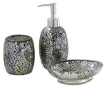 Black and Gold Sparkle Mosaic Bathroom Set